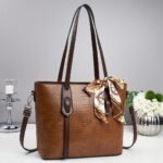LA-  leather scarf tote bag